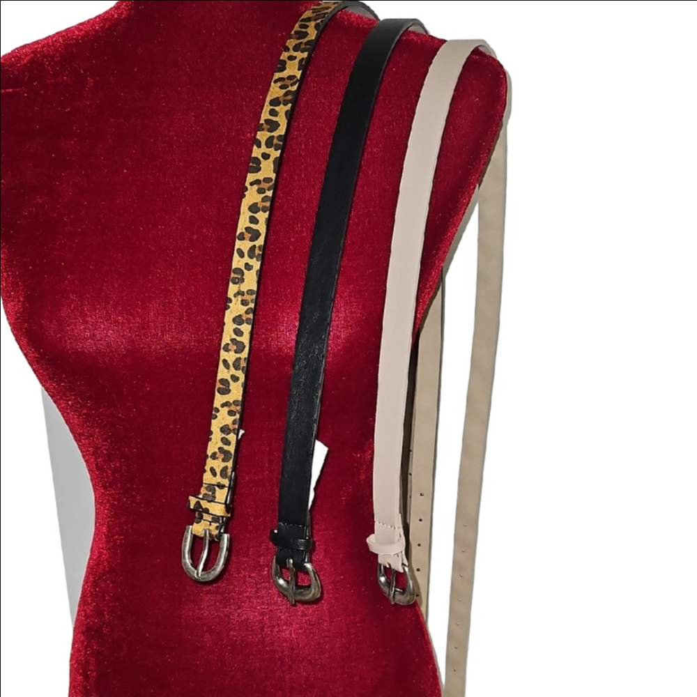 Women's Trio Of Belts - Leopard, Black & Tan Size Medium